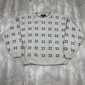 Vintage Liberty Sweaters Mens XL Gray Long Sleeve Knit Cotton Pullover USA 90s